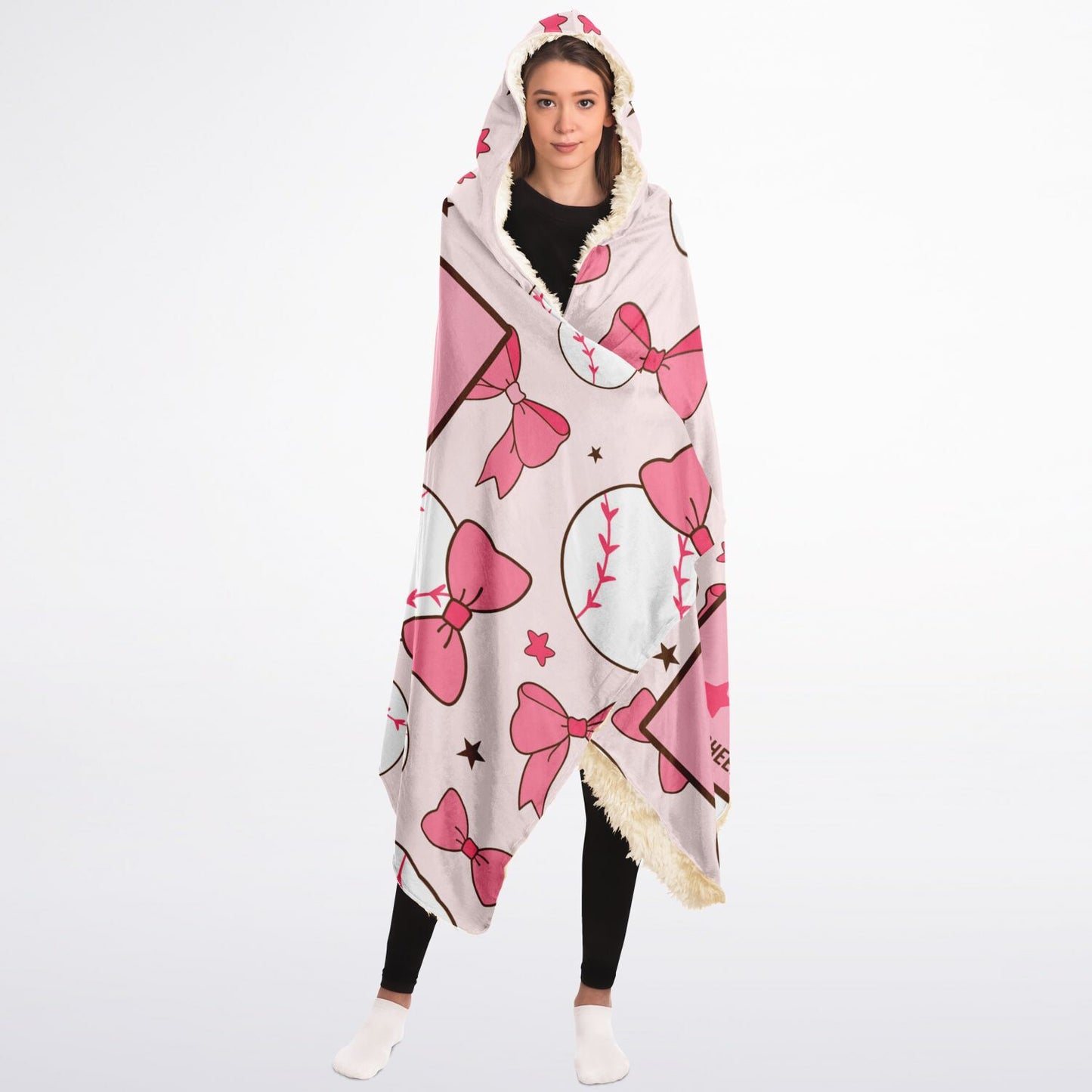 Custom Dugout Moms Social Club Sherpa Blanket – Pink Coquette Baseball Style