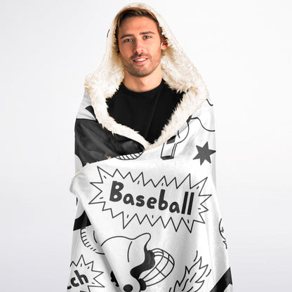 Custom Baseball Sherpa Hooded Blanket – Personalized Name & Number