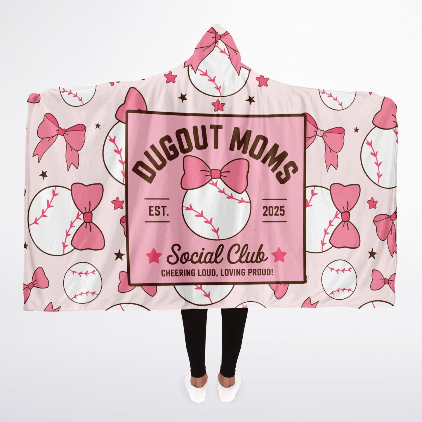 Custom Dugout Moms Social Club Sherpa Blanket – Pink Coquette Baseball Style