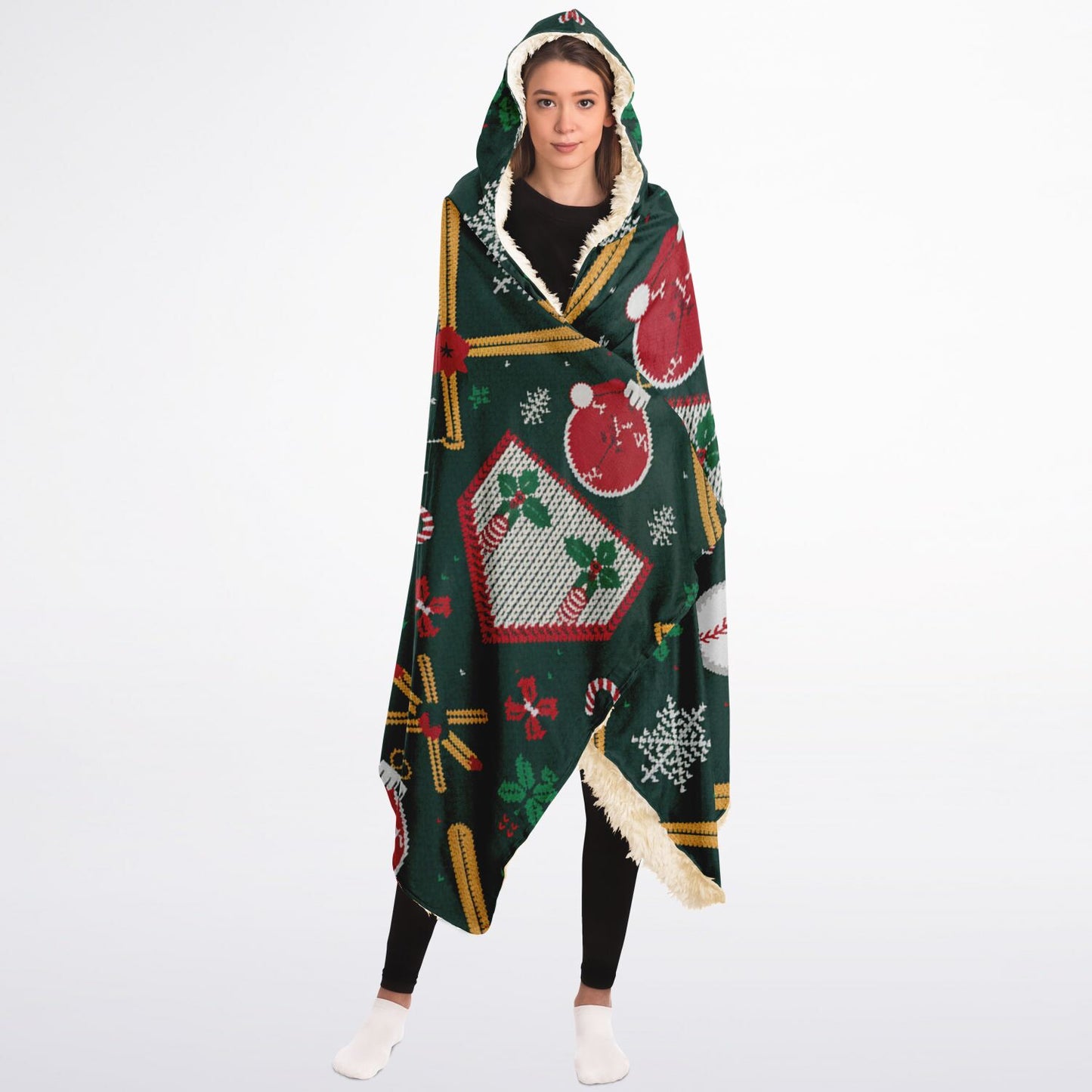 Baseball Ugly Sweater Sherpa Blanket – Cozy Holiday Throw for Baseball Families