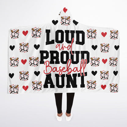 Loud & Proud Aunt Baseball Hooded Sherpa Blanket – Cozy Gift for Sports Aunts