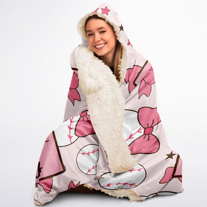 Custom Dugout Moms Social Club Sherpa Blanket – Pink Coquette Baseball Style